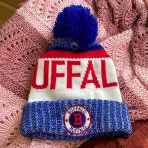 Buffalo Bills Red White and Blue winter hat with Pom Pom